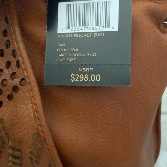 FRYE Leather Perforated Drawstring Bucket Bag Boho Chic - Picture 7 of 8